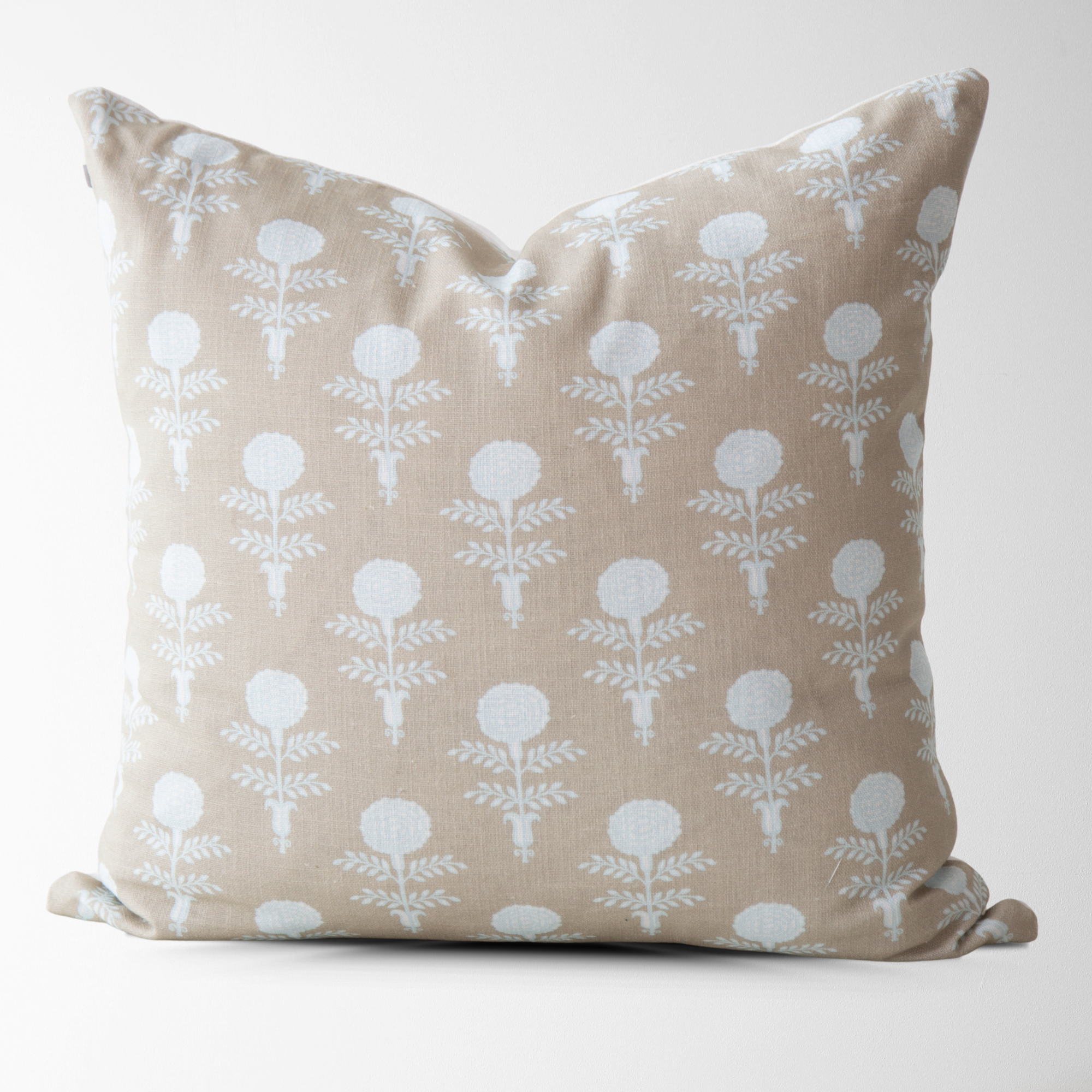 Elodie Oyster Block Print Throw Pillow