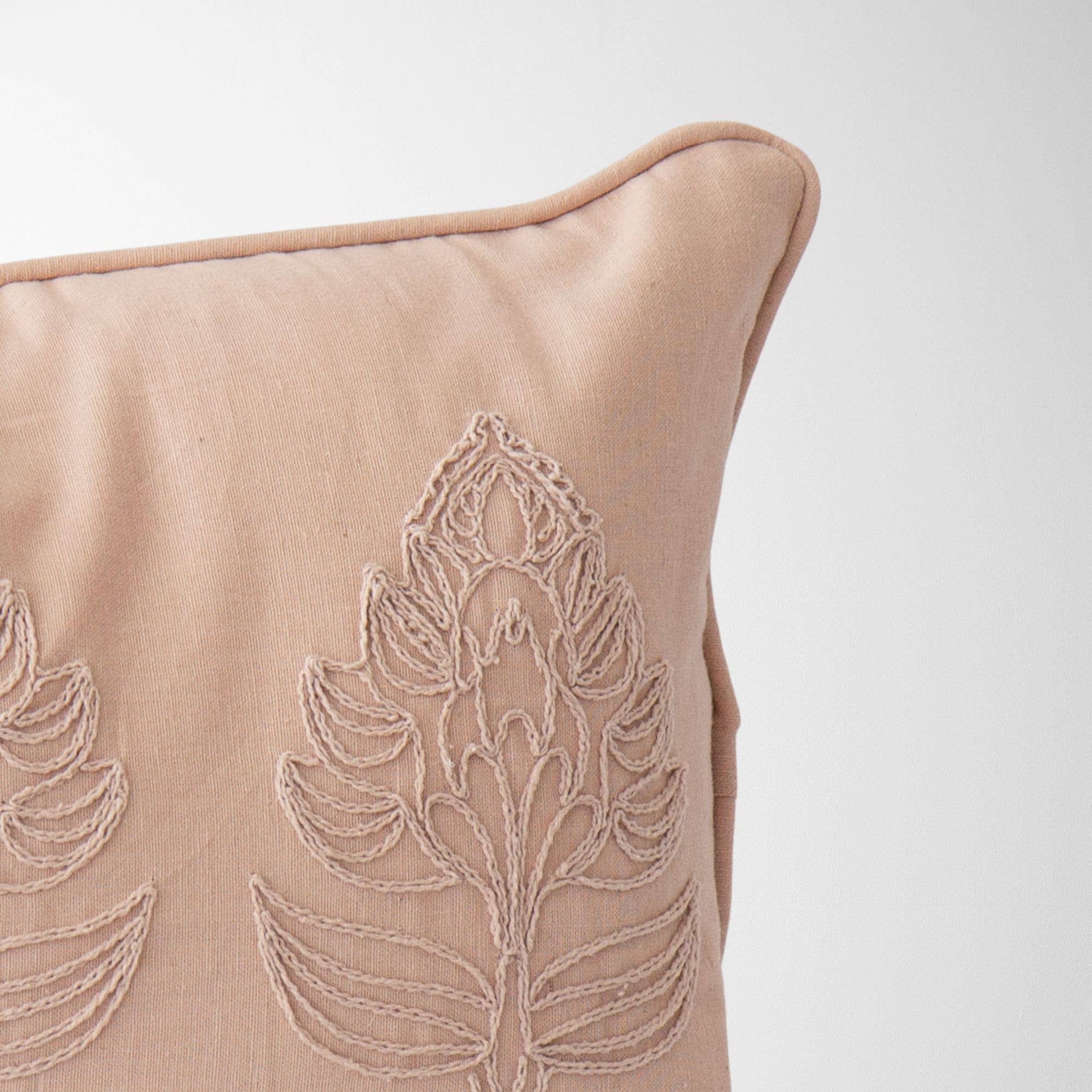 Eloise Embroidered Throw Pillow – Rose