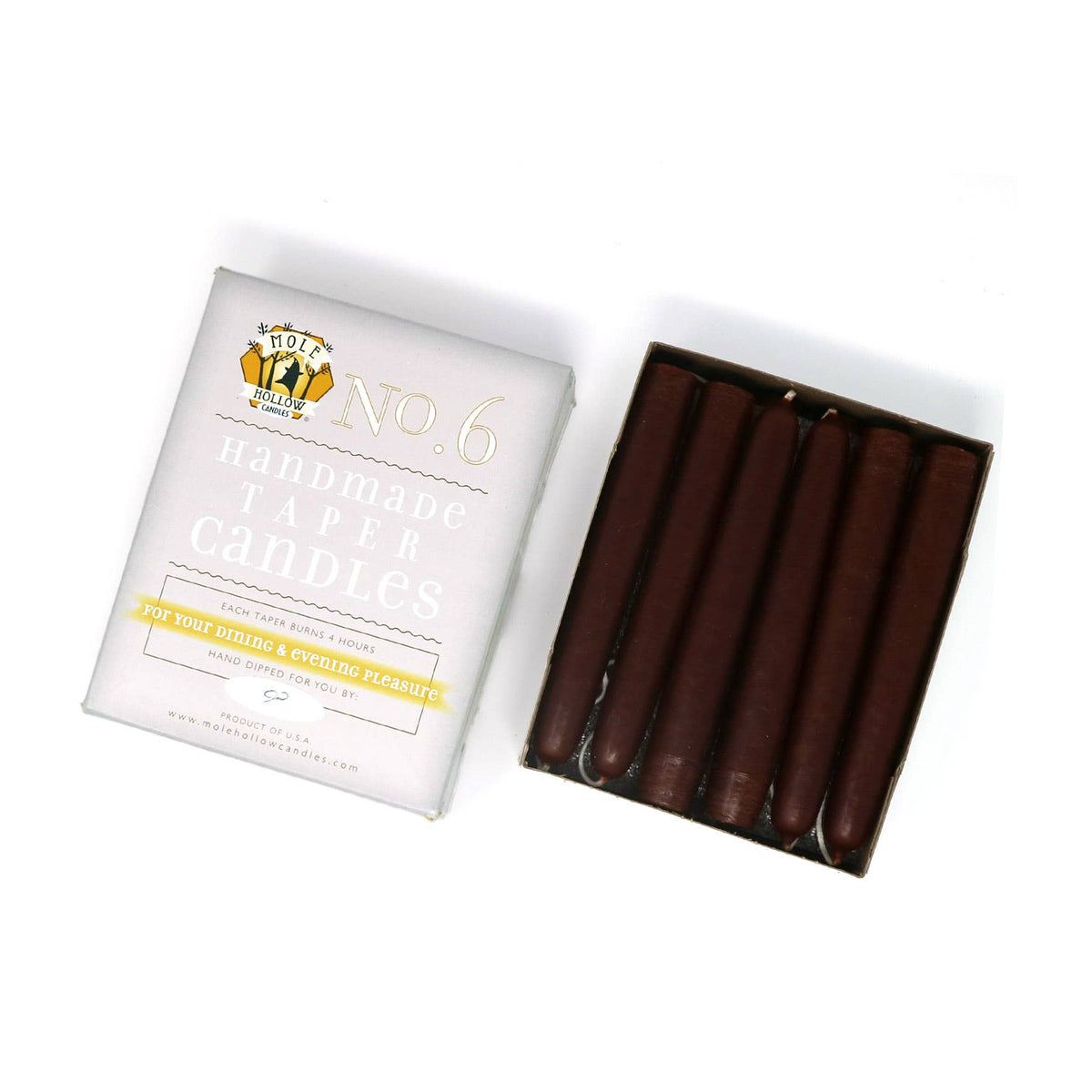6" Hand Dipped Unscented Taper Candles - Ivory