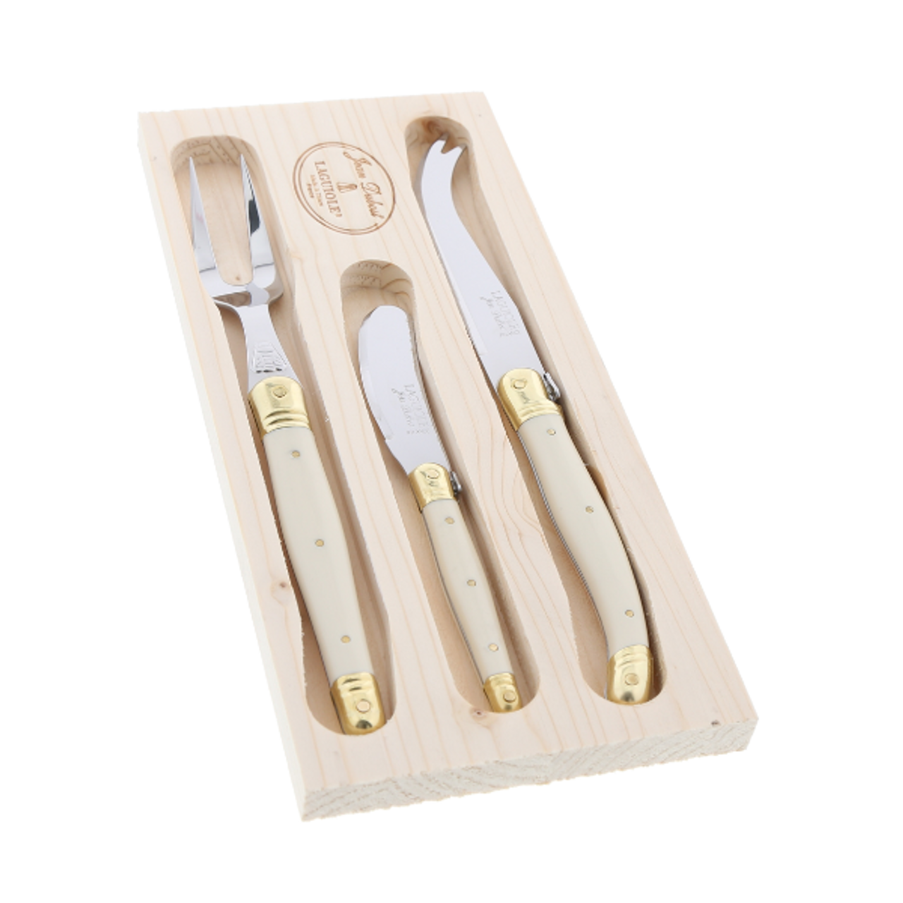Jean Dubost 3-Piece Cheese Knife Set - Ivory