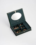 Meadow Scene Embroidered Jewelry Box in Forest Green