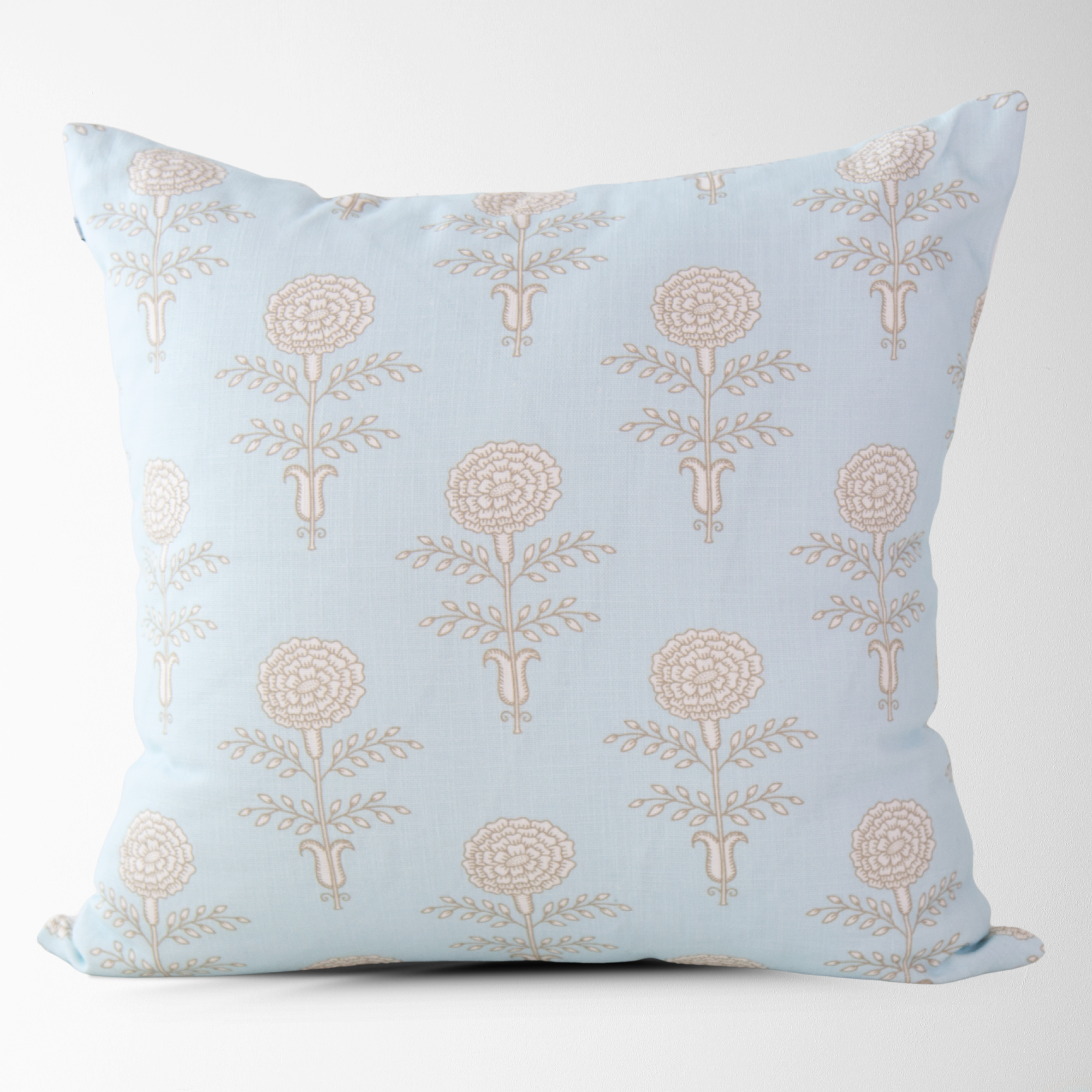 Elodie Sky Floral Block Print Lumbar Pillow