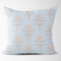 Elodie Sky Floral Block Print Throw Pillow