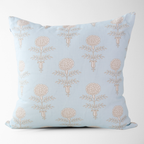 Elodie Sky Floral Block Print Throw Pillow