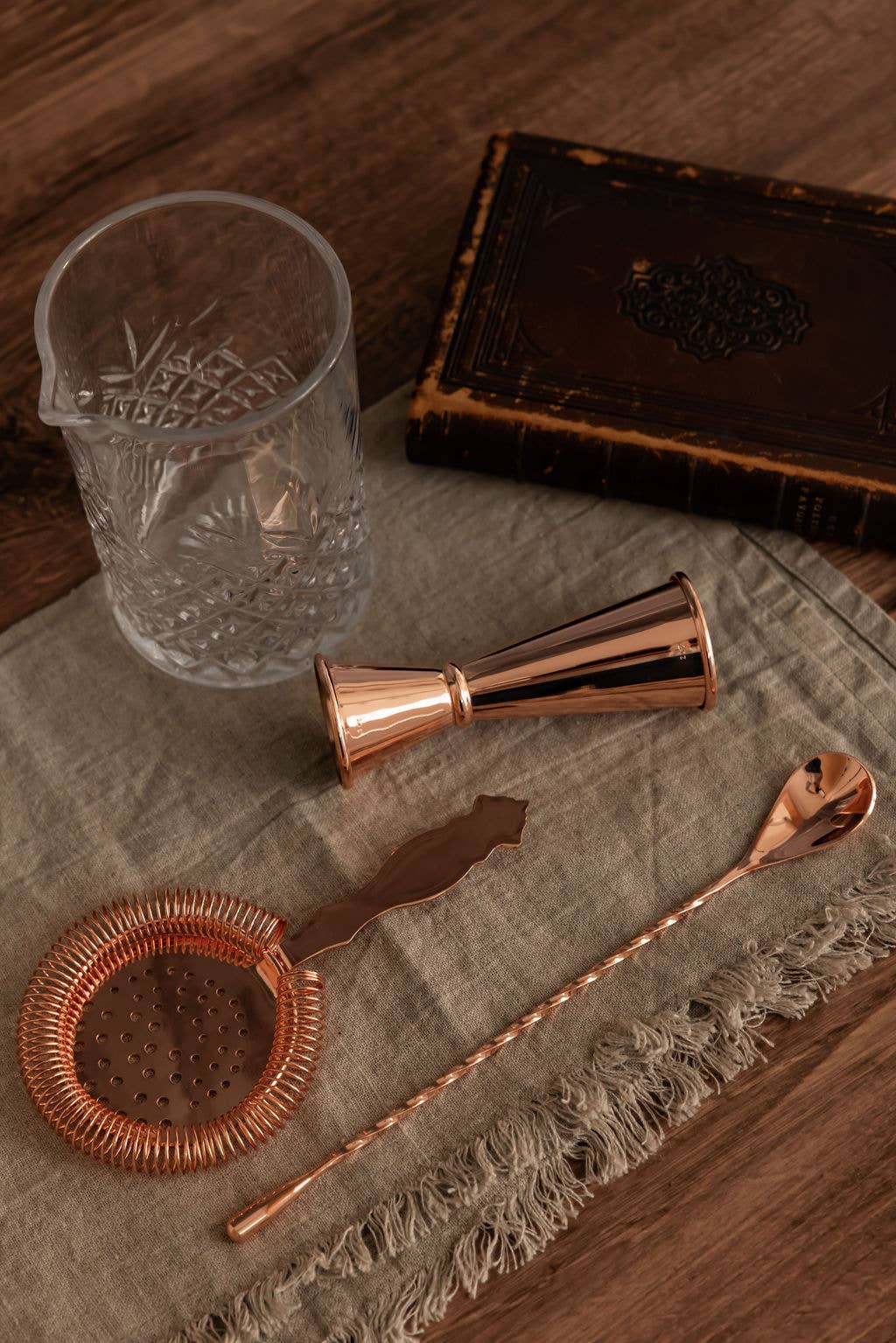 Copper Glass 4-Piece Barware Set