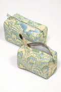 Seaglass Peacock Hand-Marbled Cosmetic Bag - Large