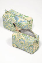 Seaglass Peacock Hand-Marbled Cosmetic Bag - Large