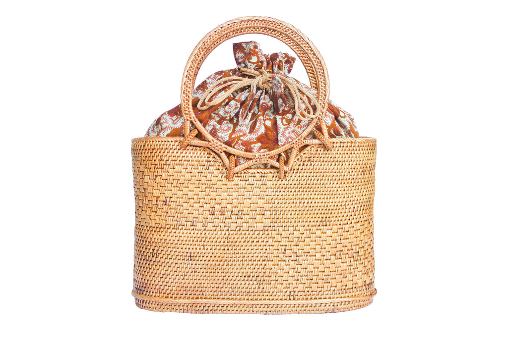 Rattan Top Handle Basket Bag