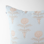 Elodie Sky Floral Block Print Throw Pillow