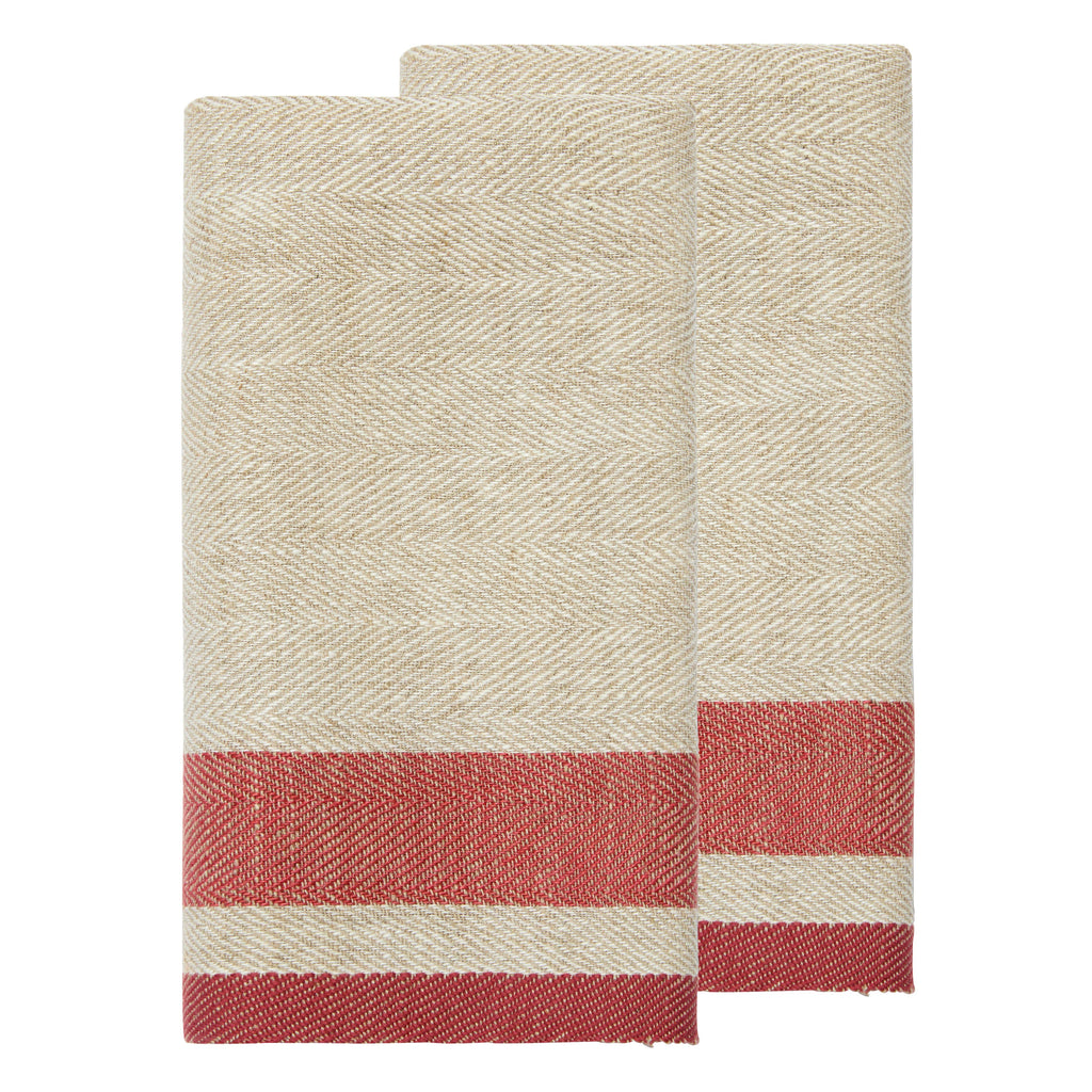 Natural and Red Stripe Kitchen Towel