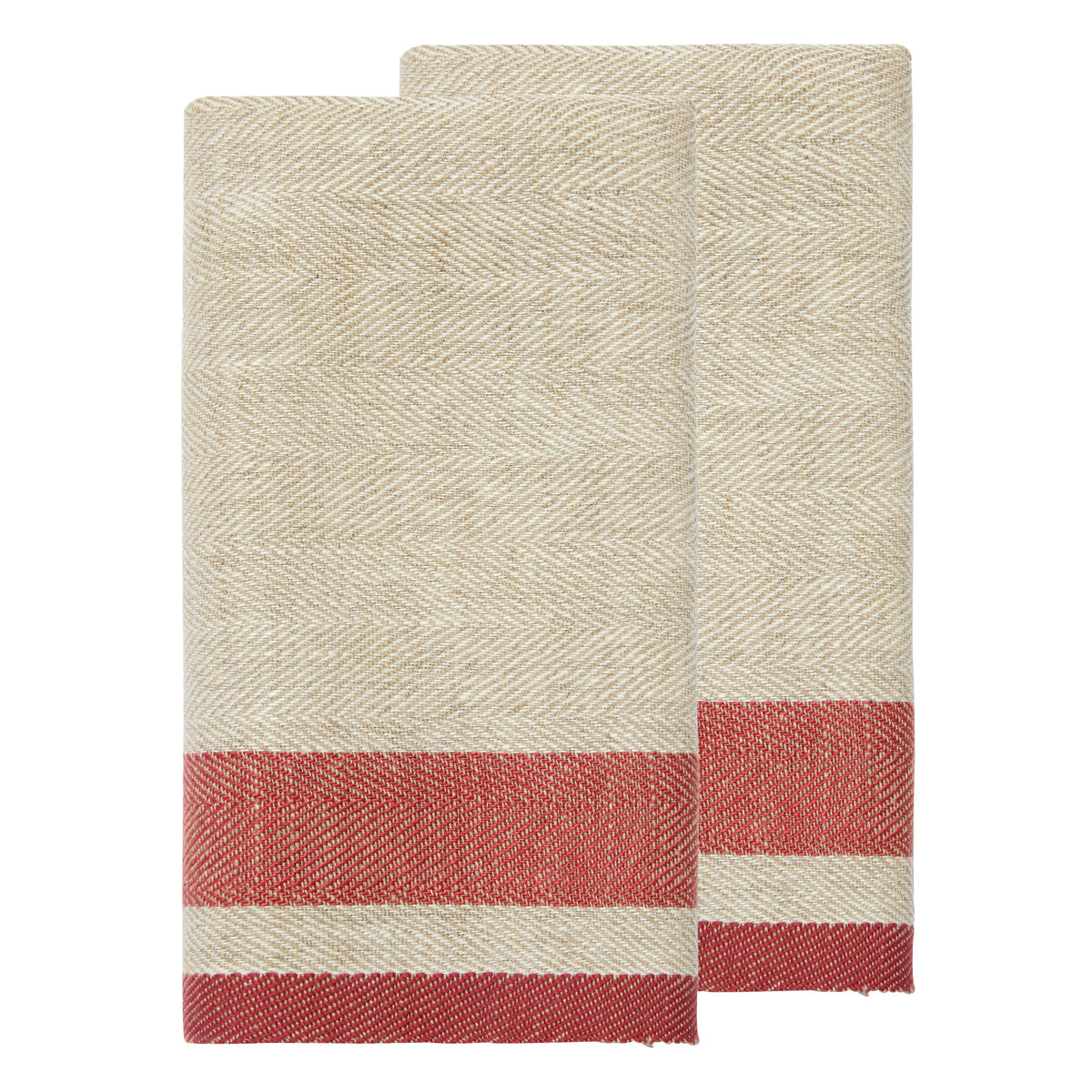 Natural and Red Stripe Kitchen Towel