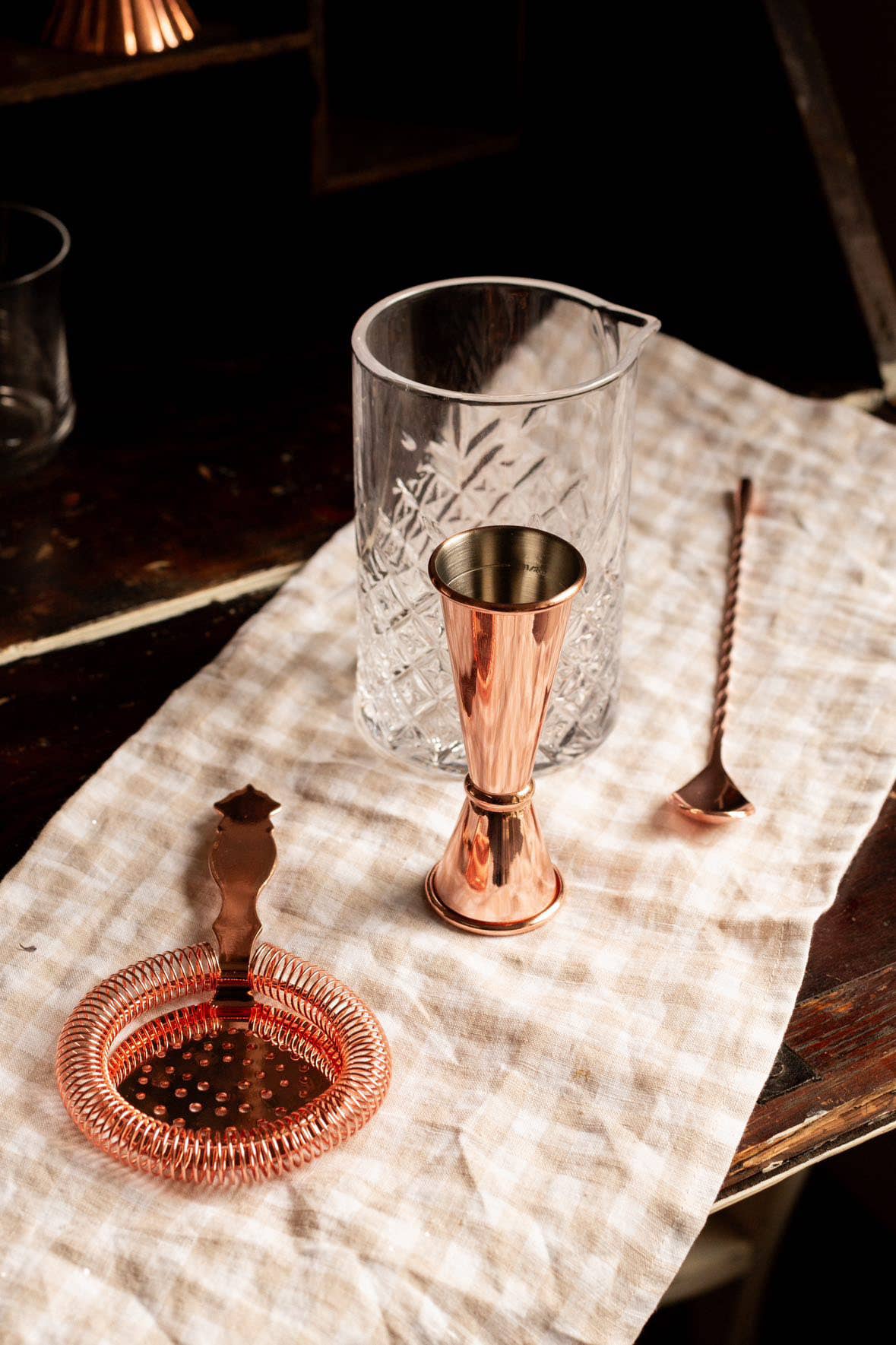 Copper Glass 4-Piece Barware Set