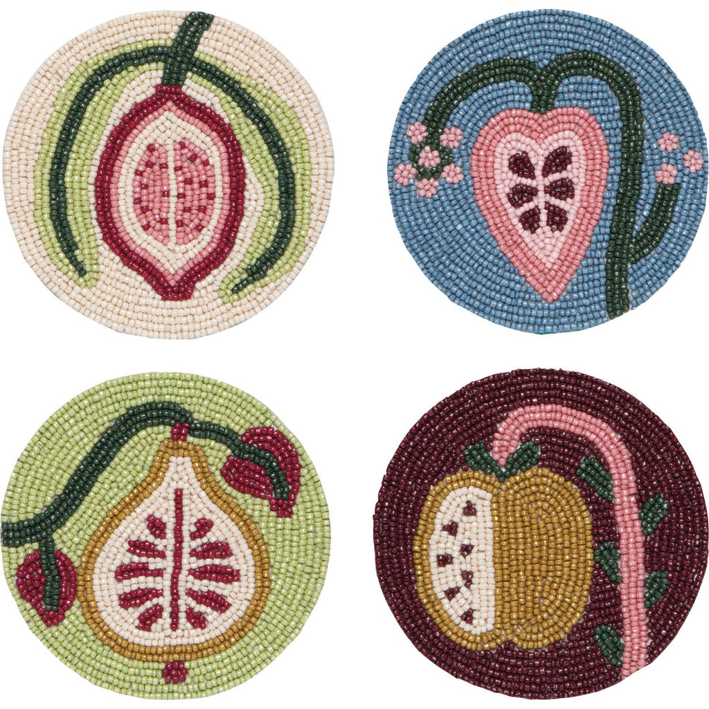 Fruity Beaded Coasters - Set of 4
