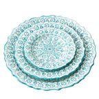 White and Green Handmade Ceramic Serving Plate