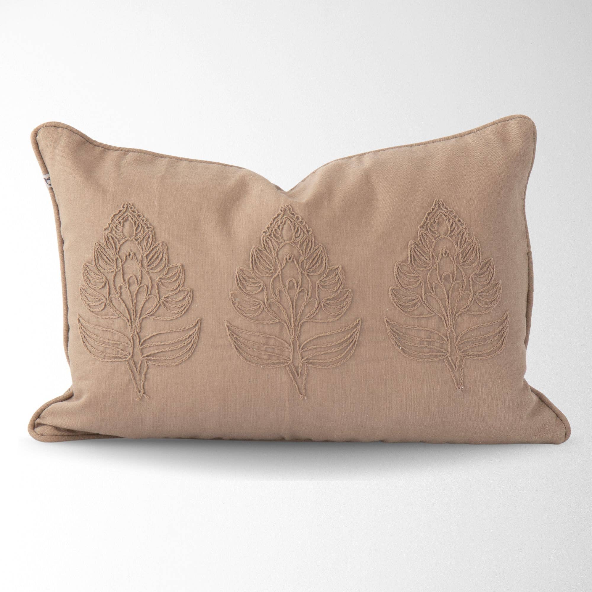 Eloise Embroidered Throw Pillow – Coffee