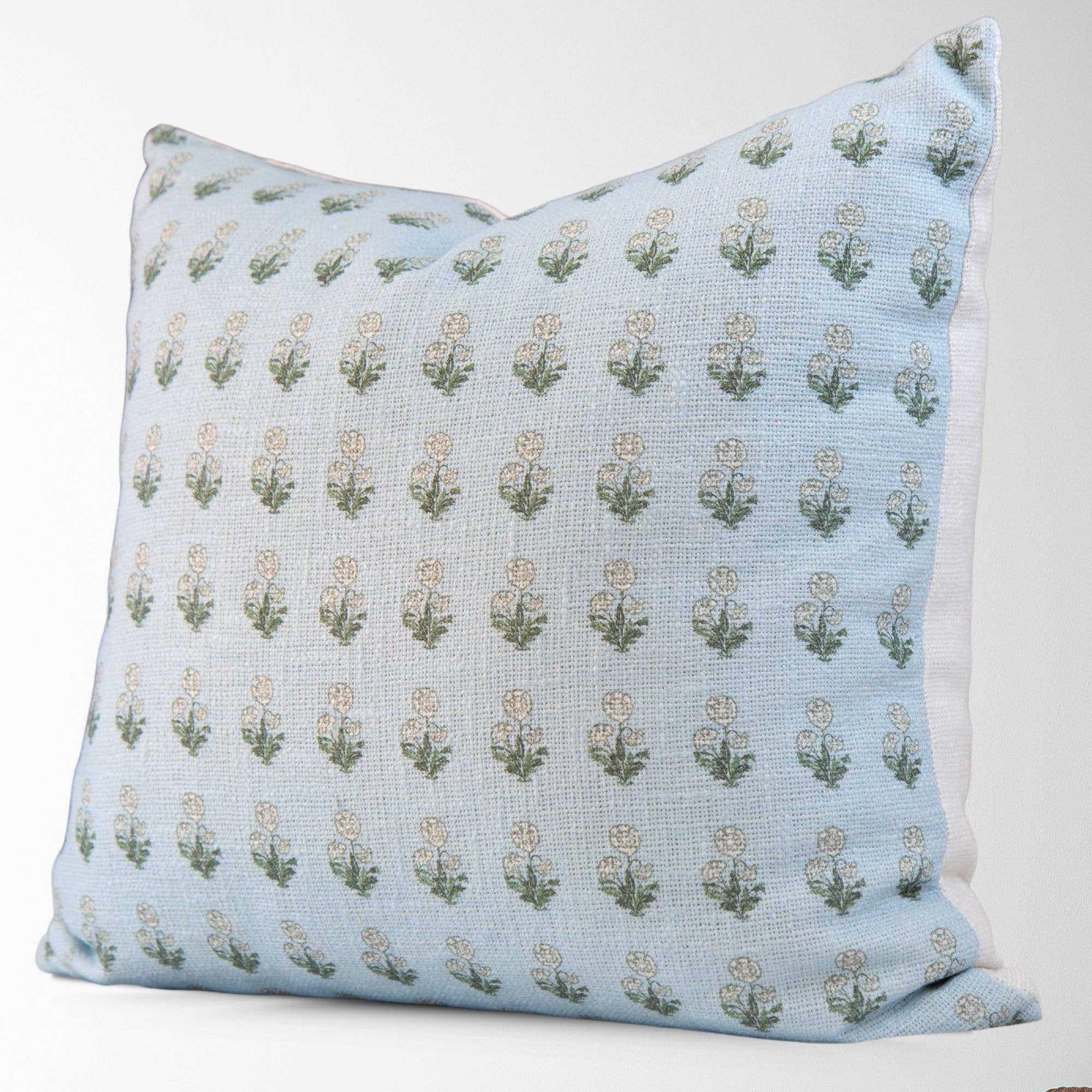Arabella Sky Blue Block Print Pillow