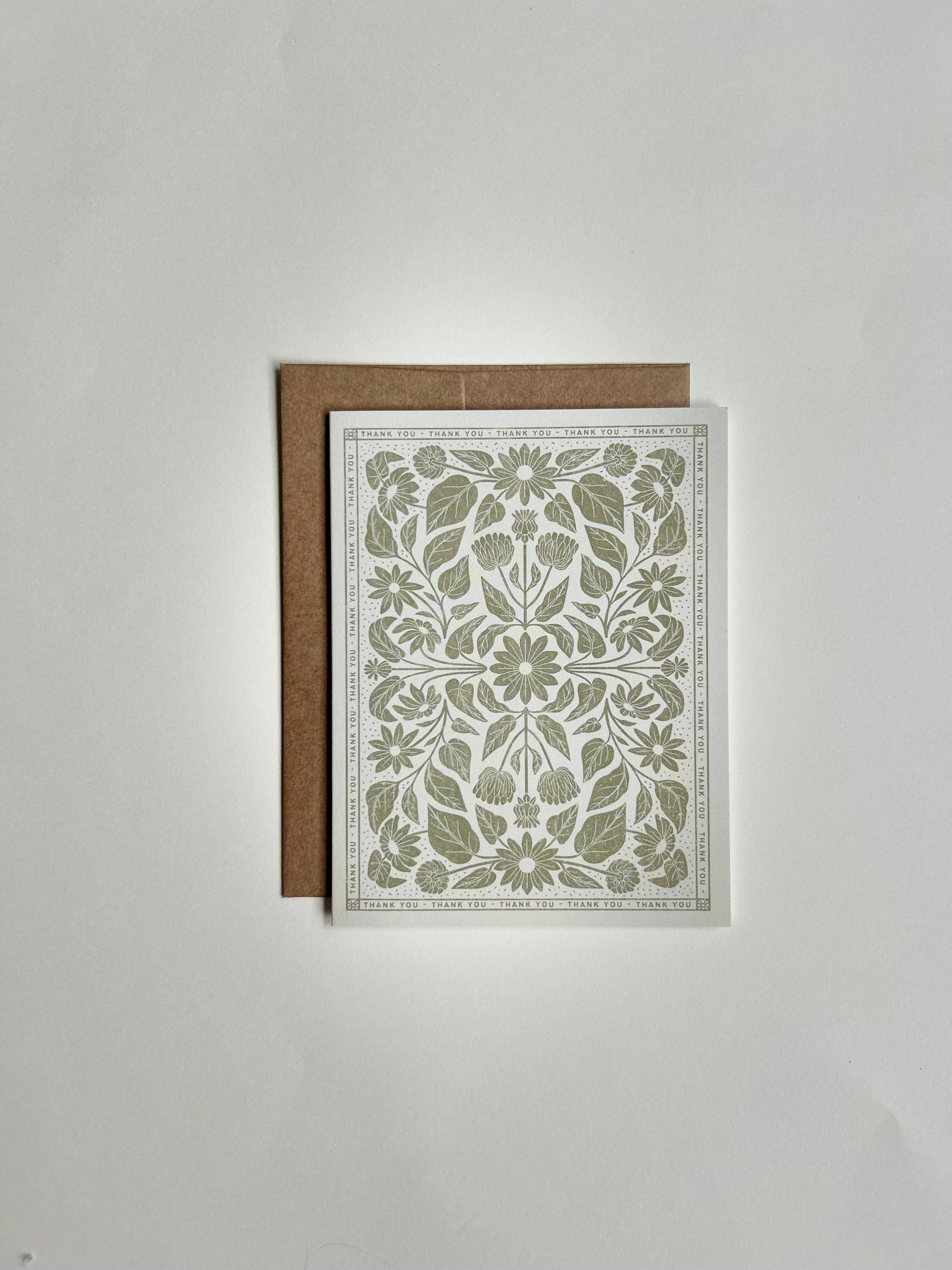Floral Block Print Assorted Card Set – 8 Blank Cards With Envelopes