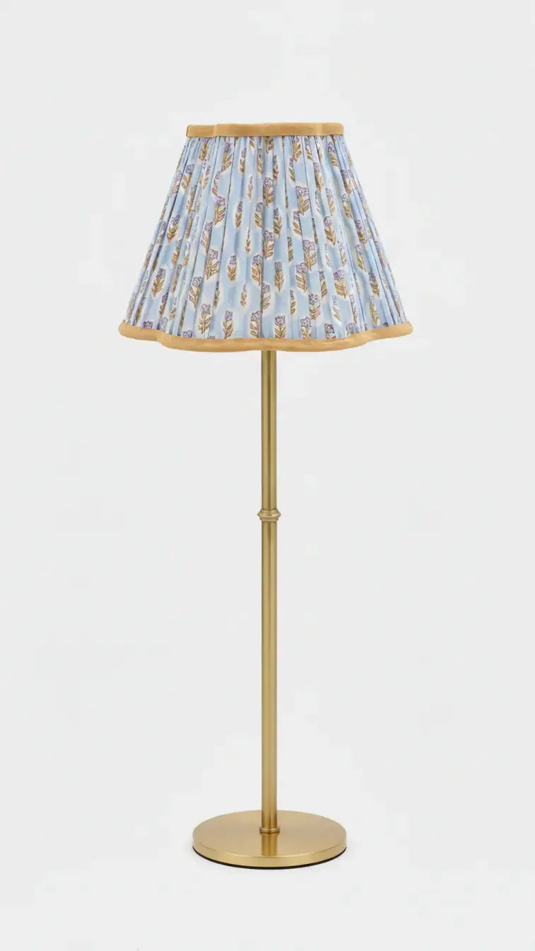 Block-Printed Pleated + Scalloped Floral Lampshade