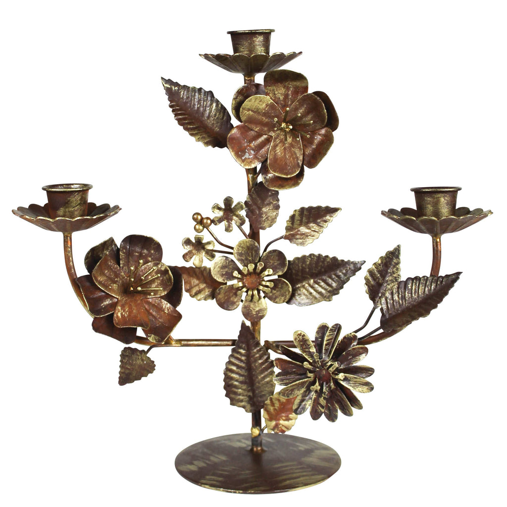 Metal Barranca Floral Candelabra