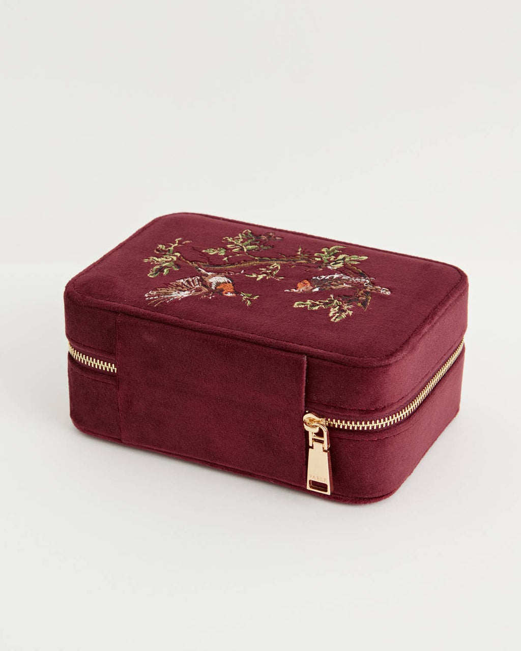 Robin Love Embroidered Velvet Jewelry Box