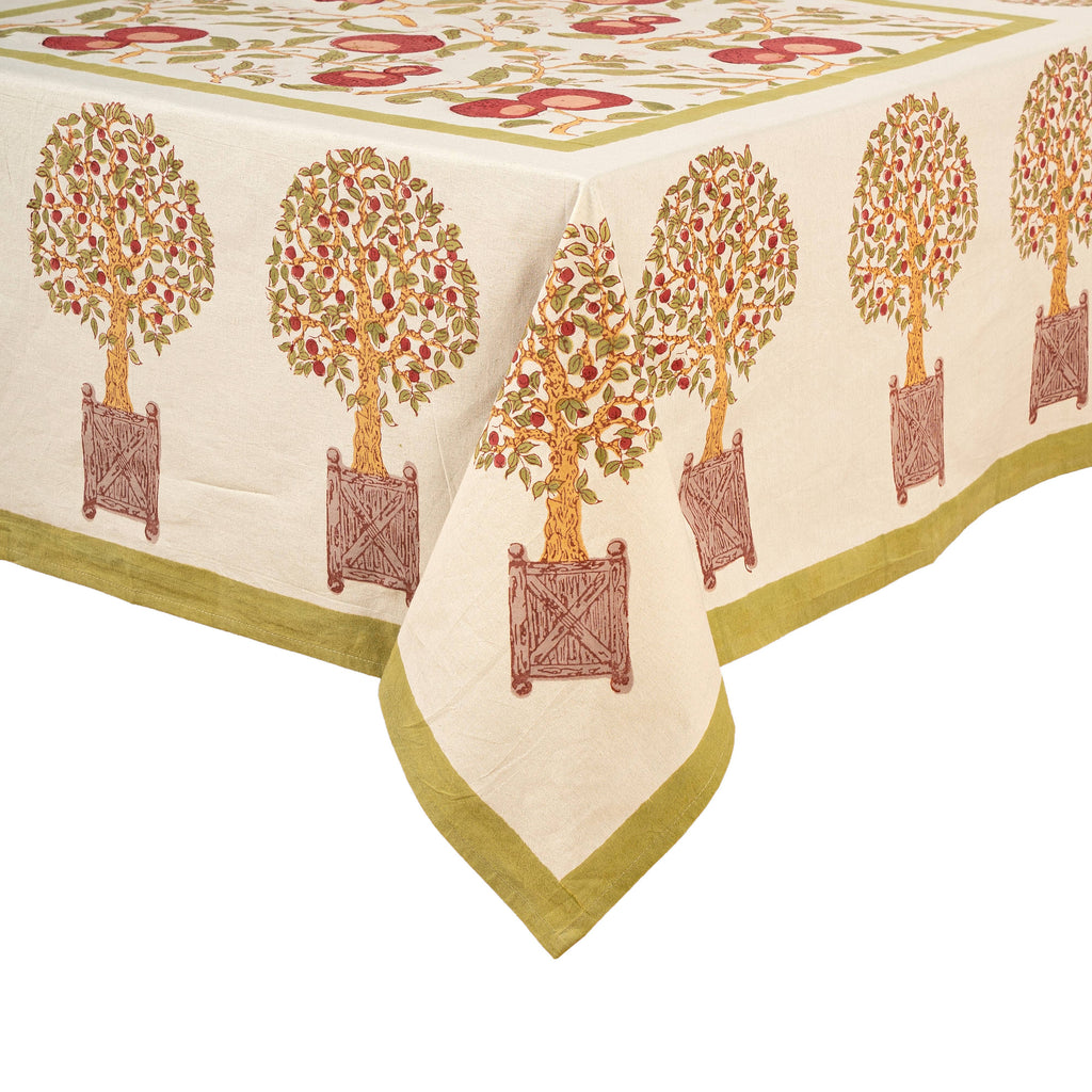 Square Orange Tree Tablecloth - 71x71 inches
