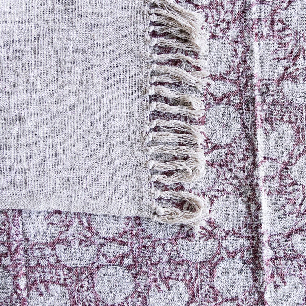 Handloomed Cotton Blush Block Print Throw Blanket