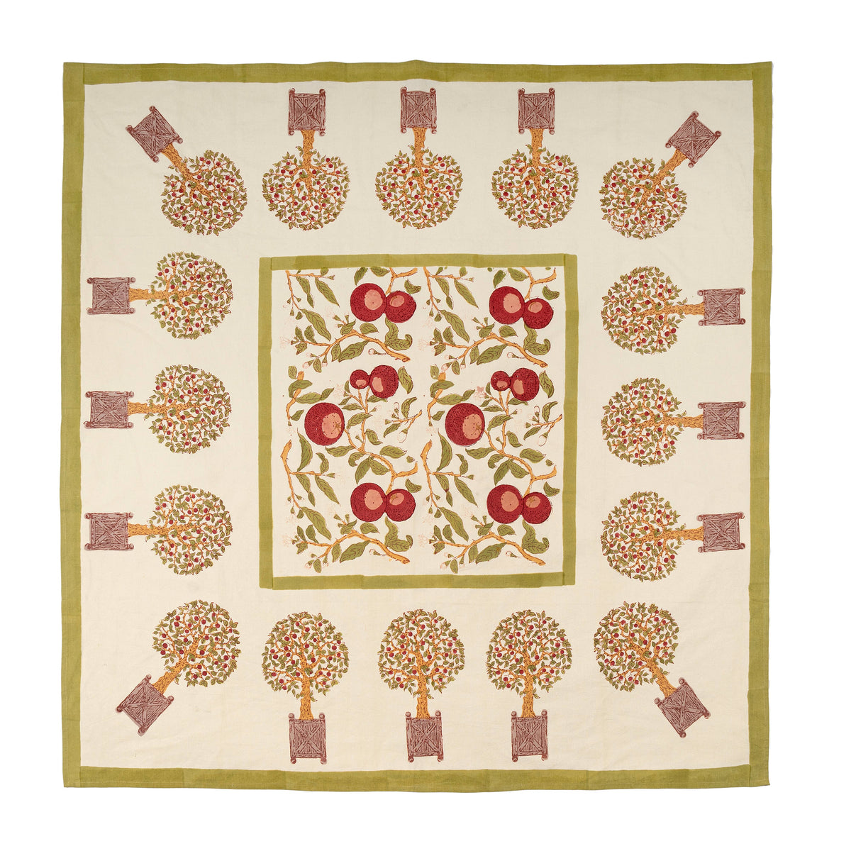Square Orange Tree Tablecloth - 71x71 inches