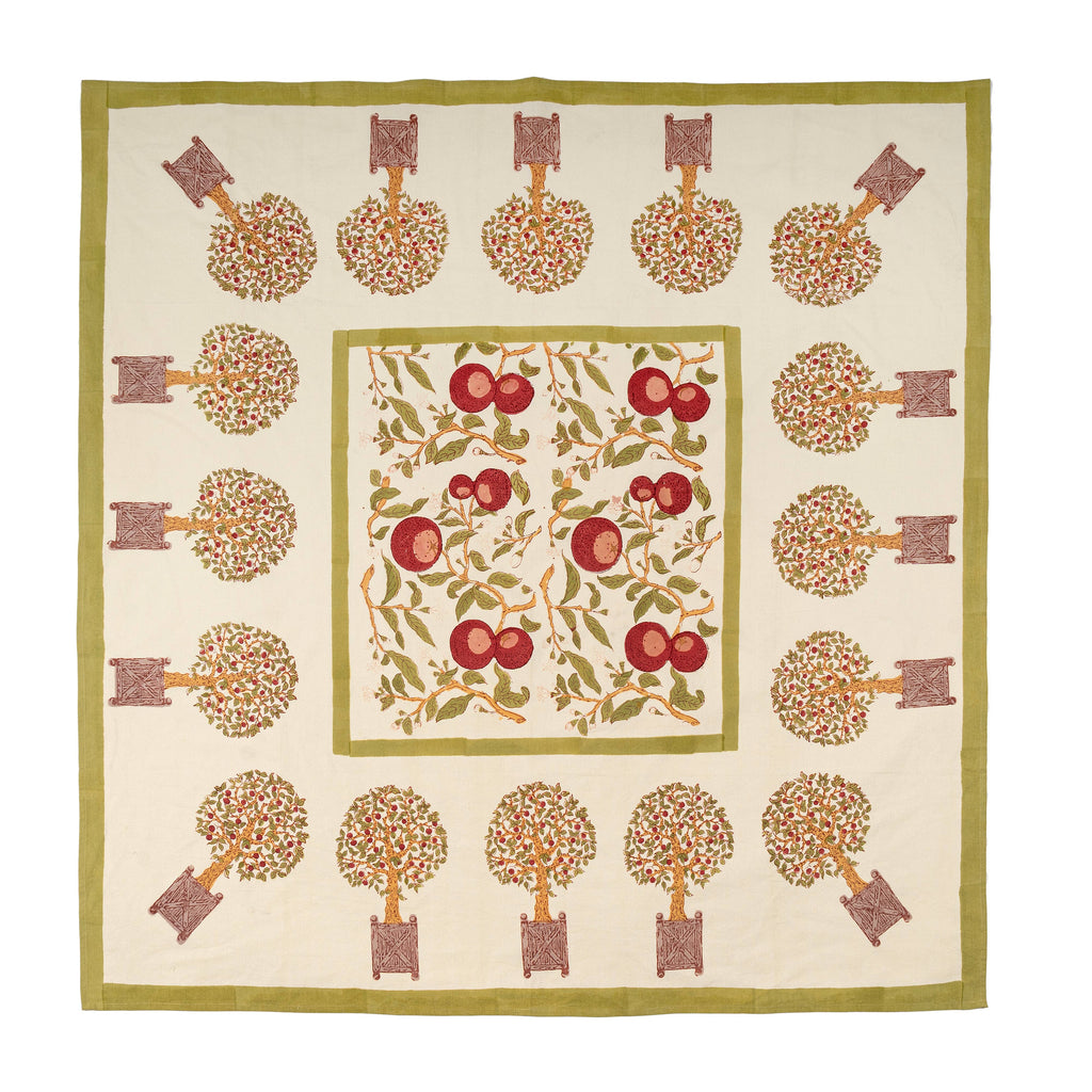 Large Square Orange Tree Tablecloth - 90x90 inches