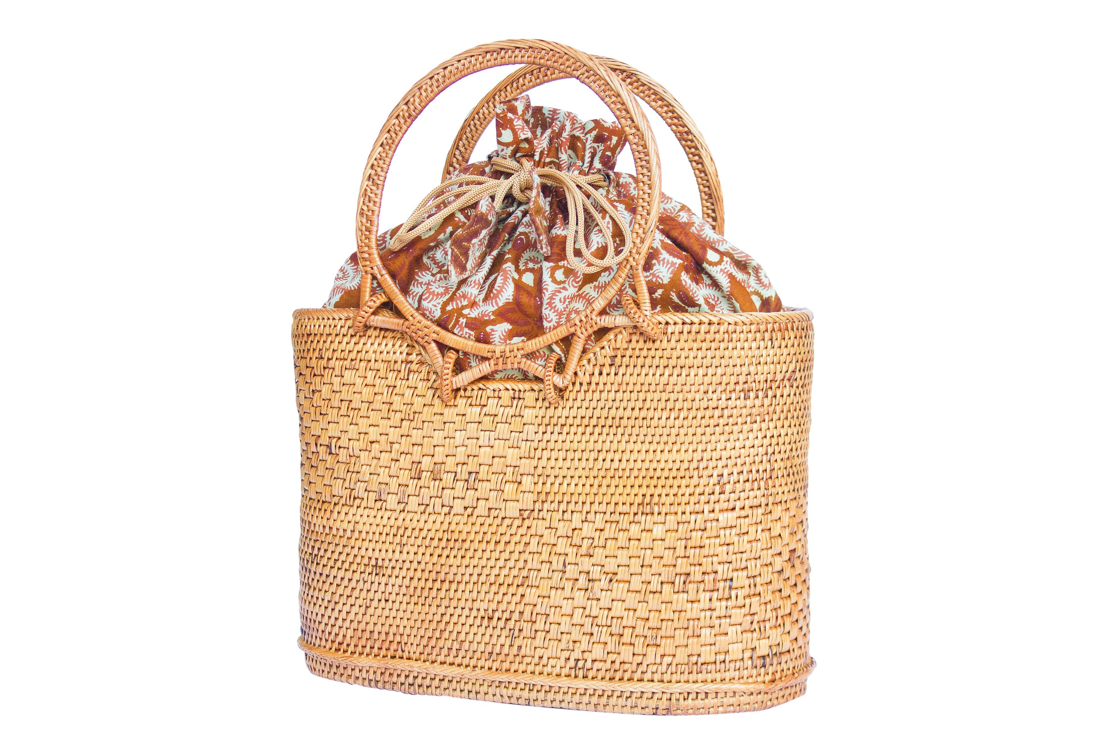 Rattan Top Handle Basket Bag