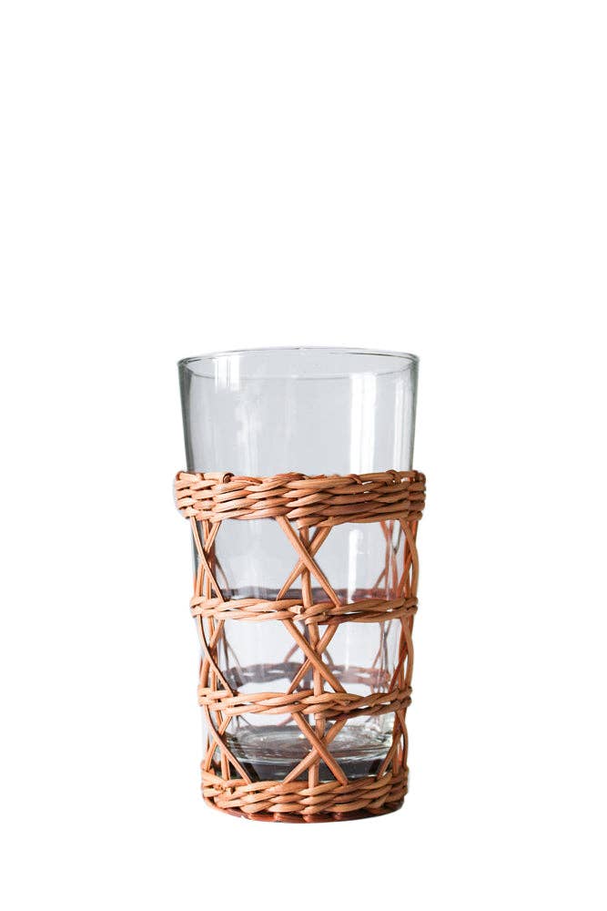Highball Glass with Removable Rattan Cage