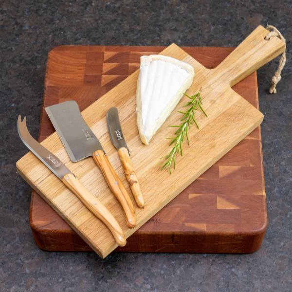 Jean Dubost 3-Piece Olive Wood Cheese Knife Set