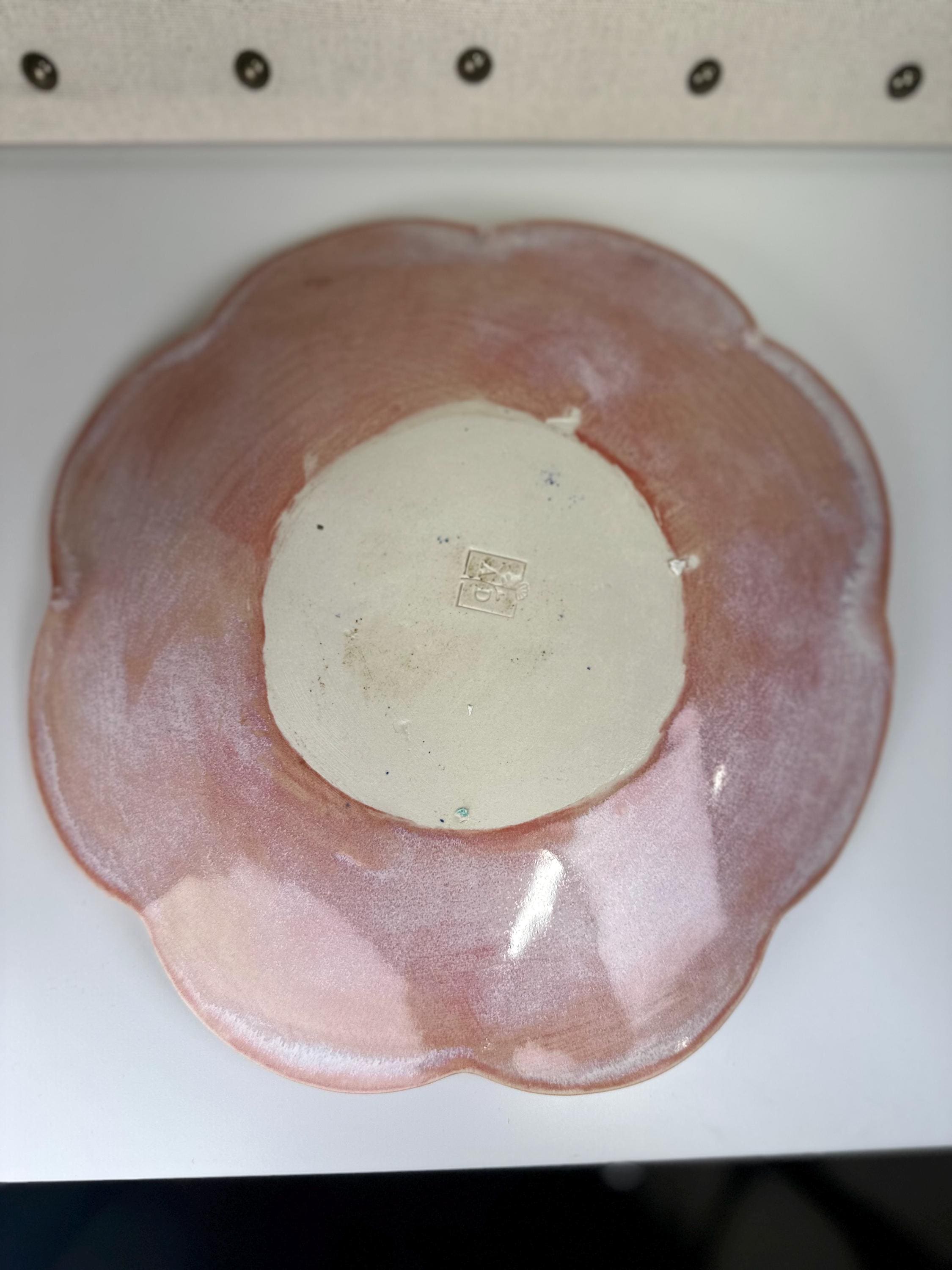 Handmade Scalloped Platter with Dusty Rose Glaze