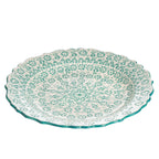 White and Green Handmade Ceramic Serving Plate