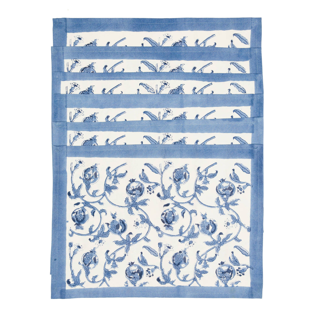 Set of 6 Handmade Granada Cornflower Blue Placemats