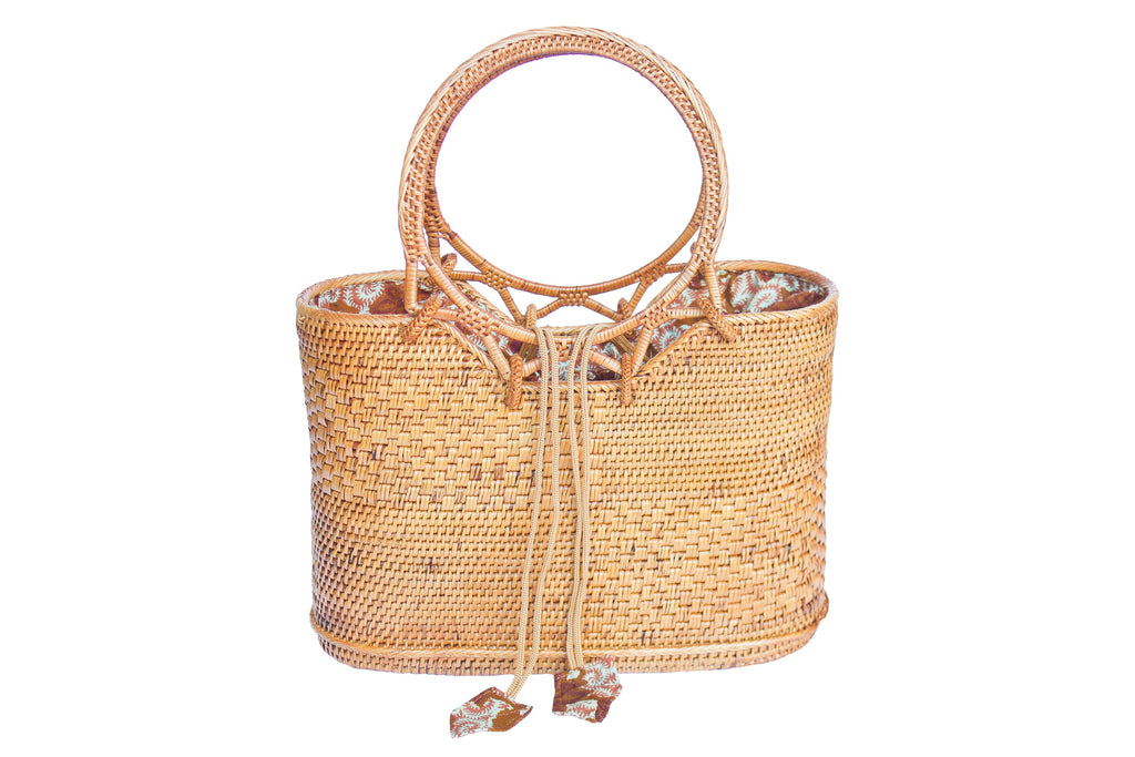 Rattan Top Handle Basket Bag