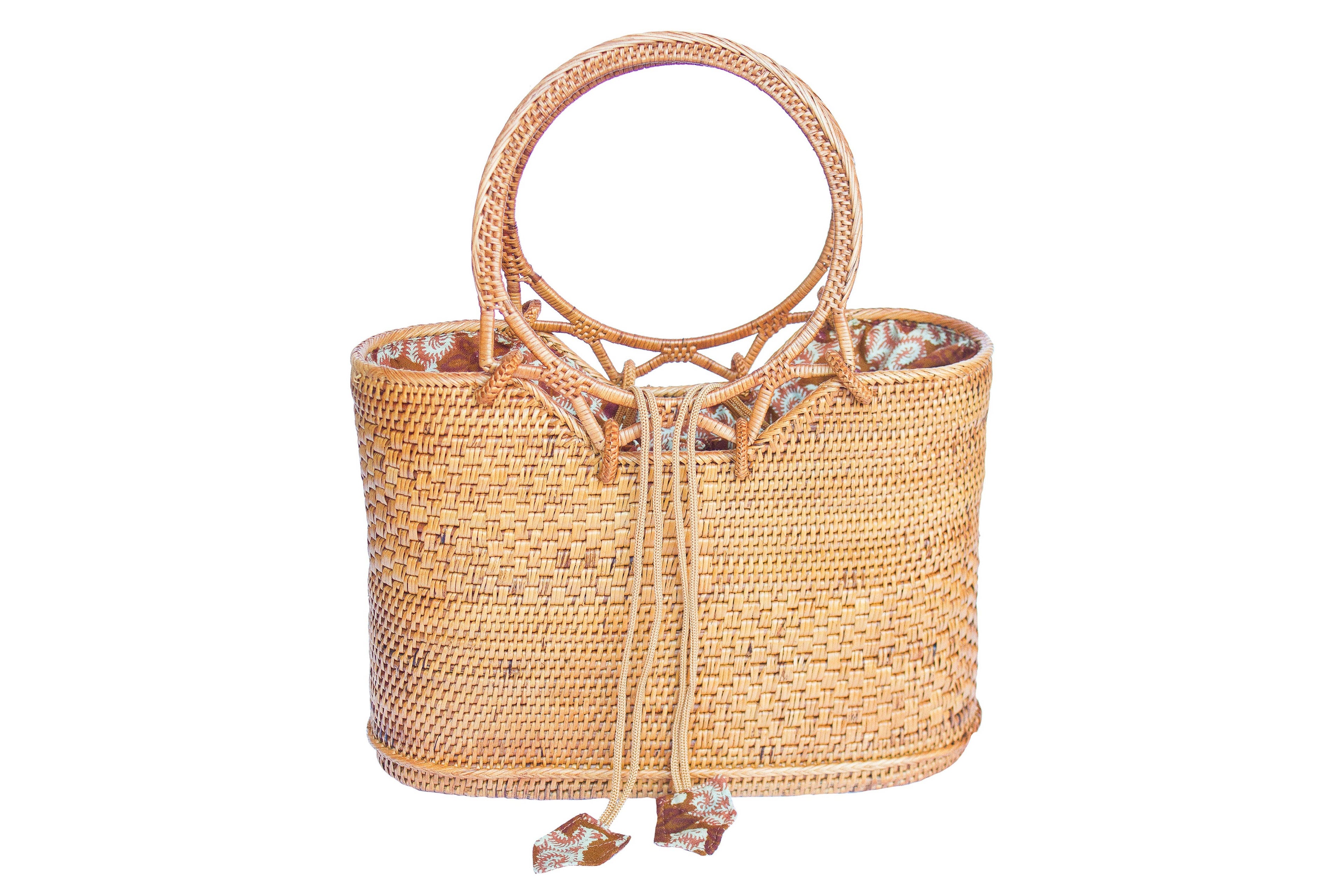 Rattan Top Handle Basket Bag