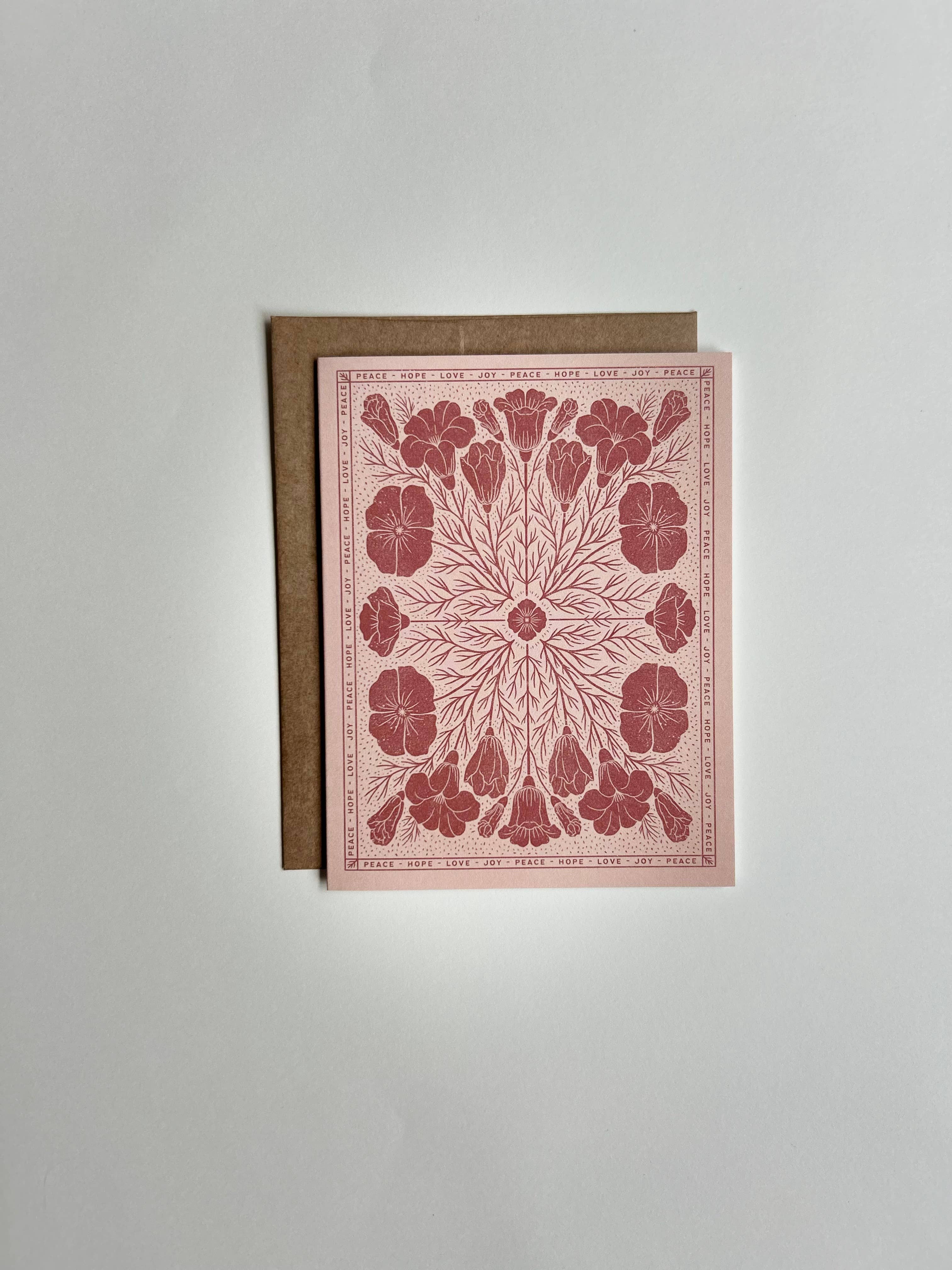 Floral Block Print Assorted Card Set – 8 Blank Cards With Envelopes
