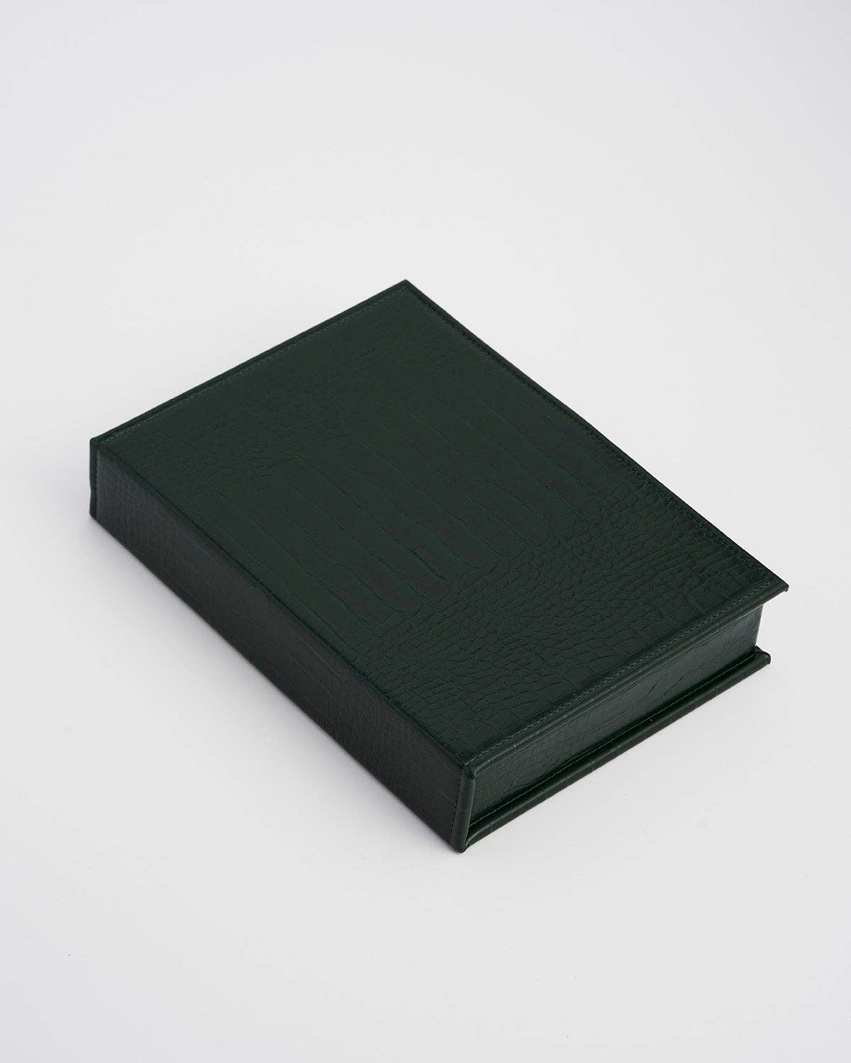 Meadow Scene Embroidered Jewelry Box in Forest Green