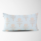 Elodie Sky Floral Block Print Lumbar Pillow