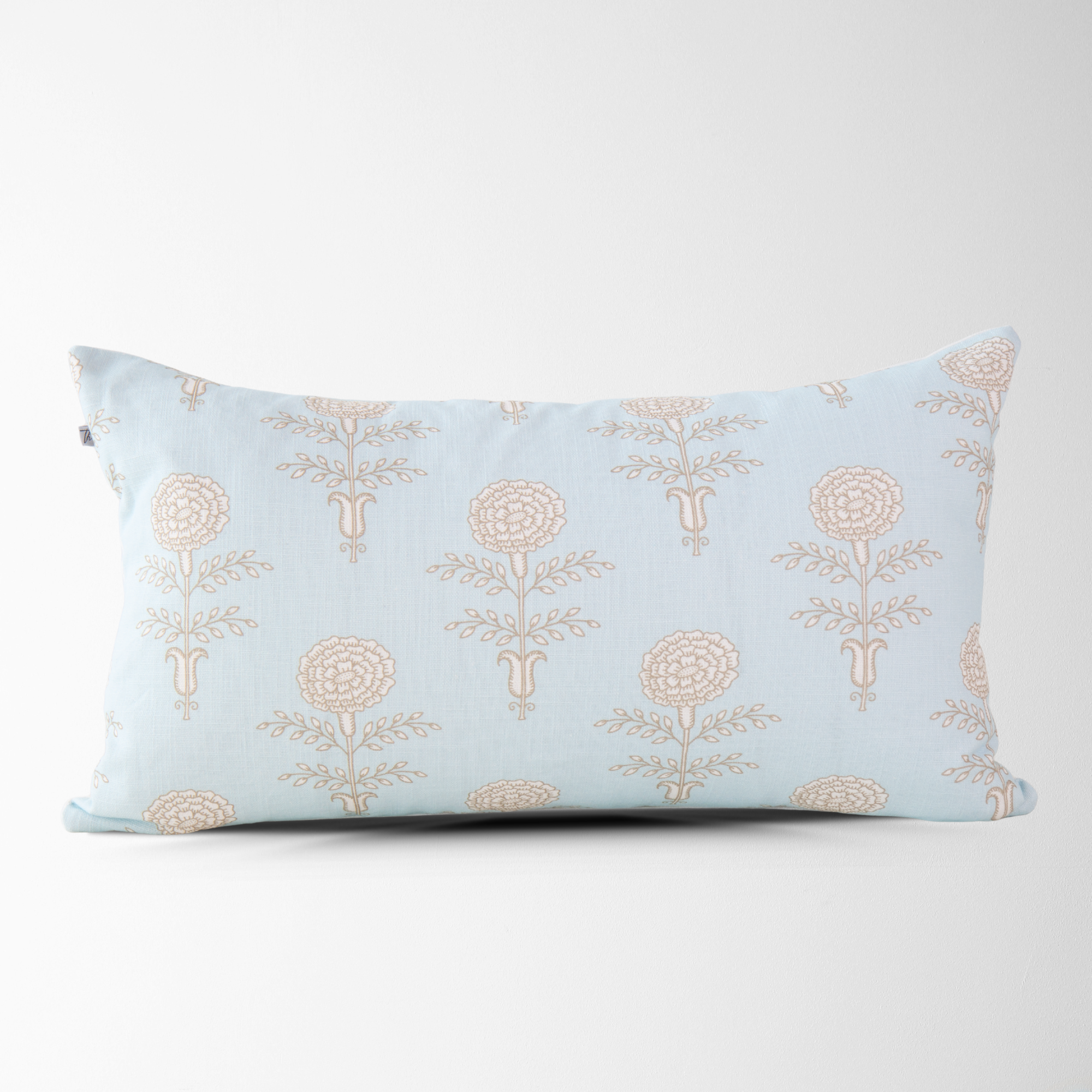 Elodie Sky Floral Block Print Lumbar Pillow