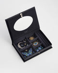 Night Sky Embroidered Large Jewelry Box in Navy Croc