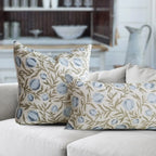 Alisa Blue Block Print Throw Pillow