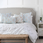 Elodie Sky Floral Block Print Throw Pillow