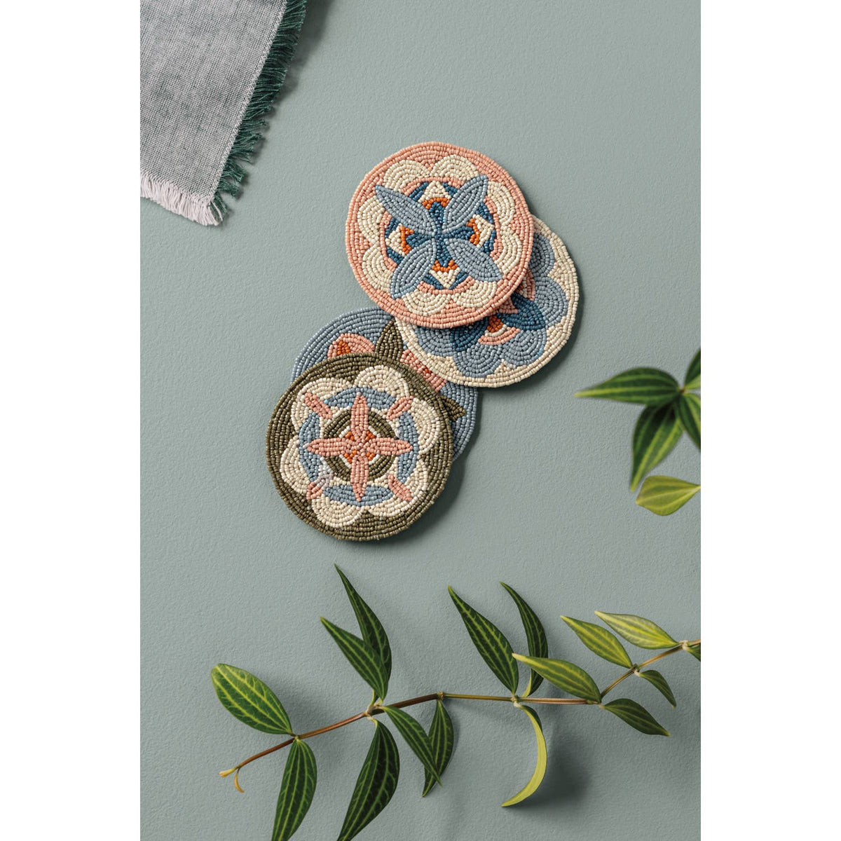 Kaleidoscope Beaded Coasters - Set of 4
