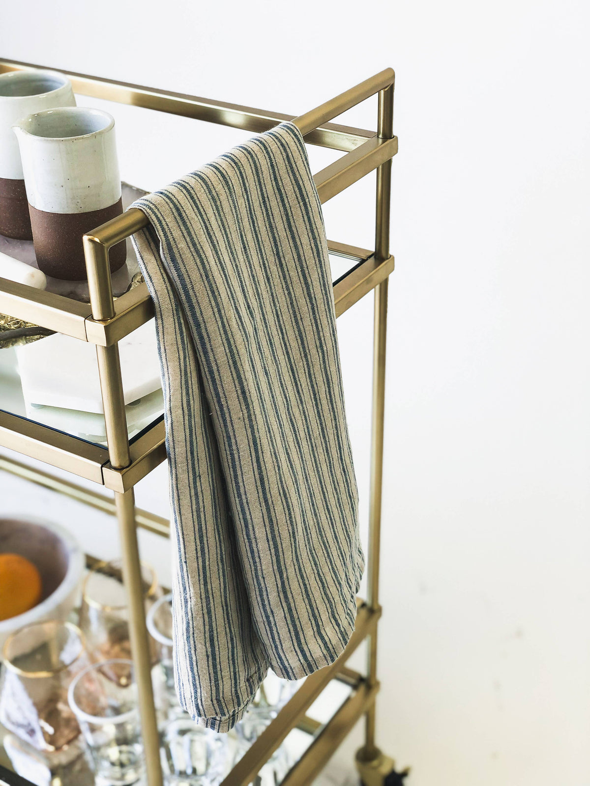 Natural and Blue Boat Stripe Kitchen Towel
