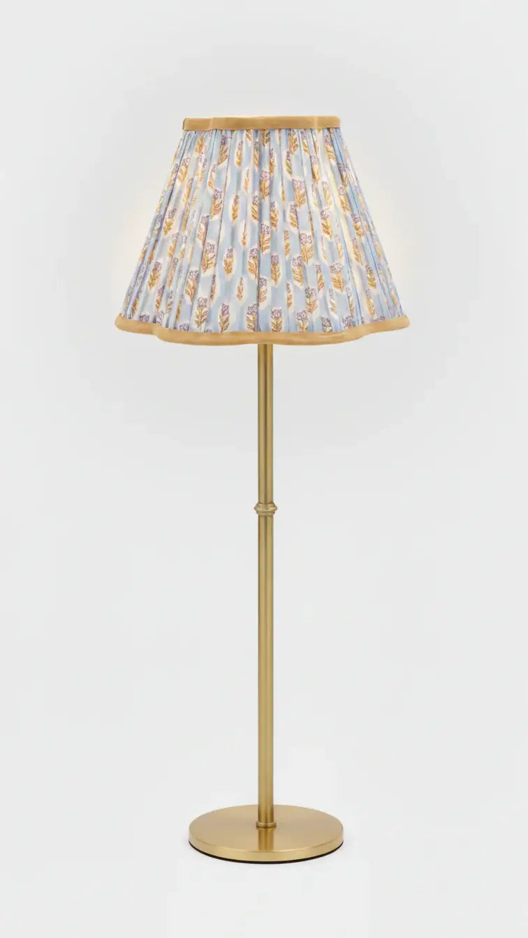 Block-Printed Pleated + Scalloped Floral Lampshade
