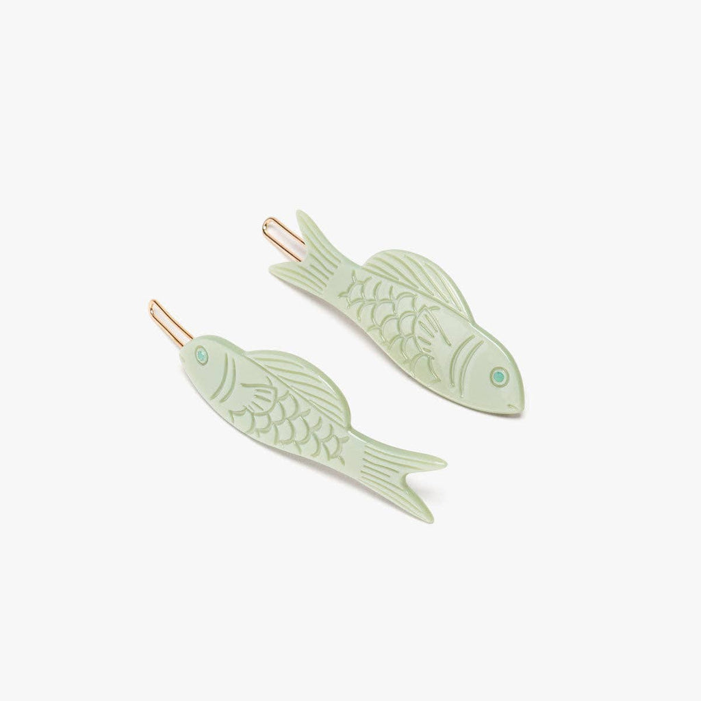 Jade Fish Barrette Hair Clip Set