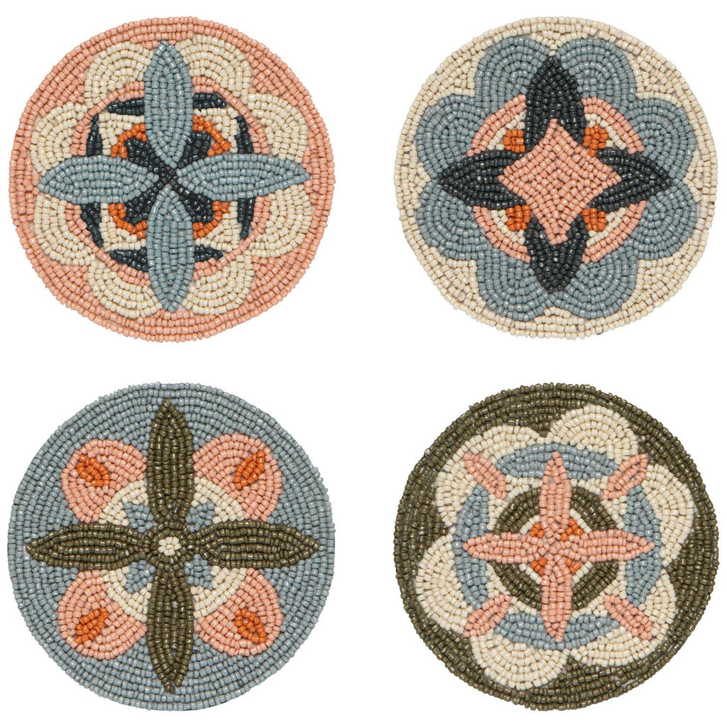 Kaleidoscope Beaded Coasters - Set of 4
