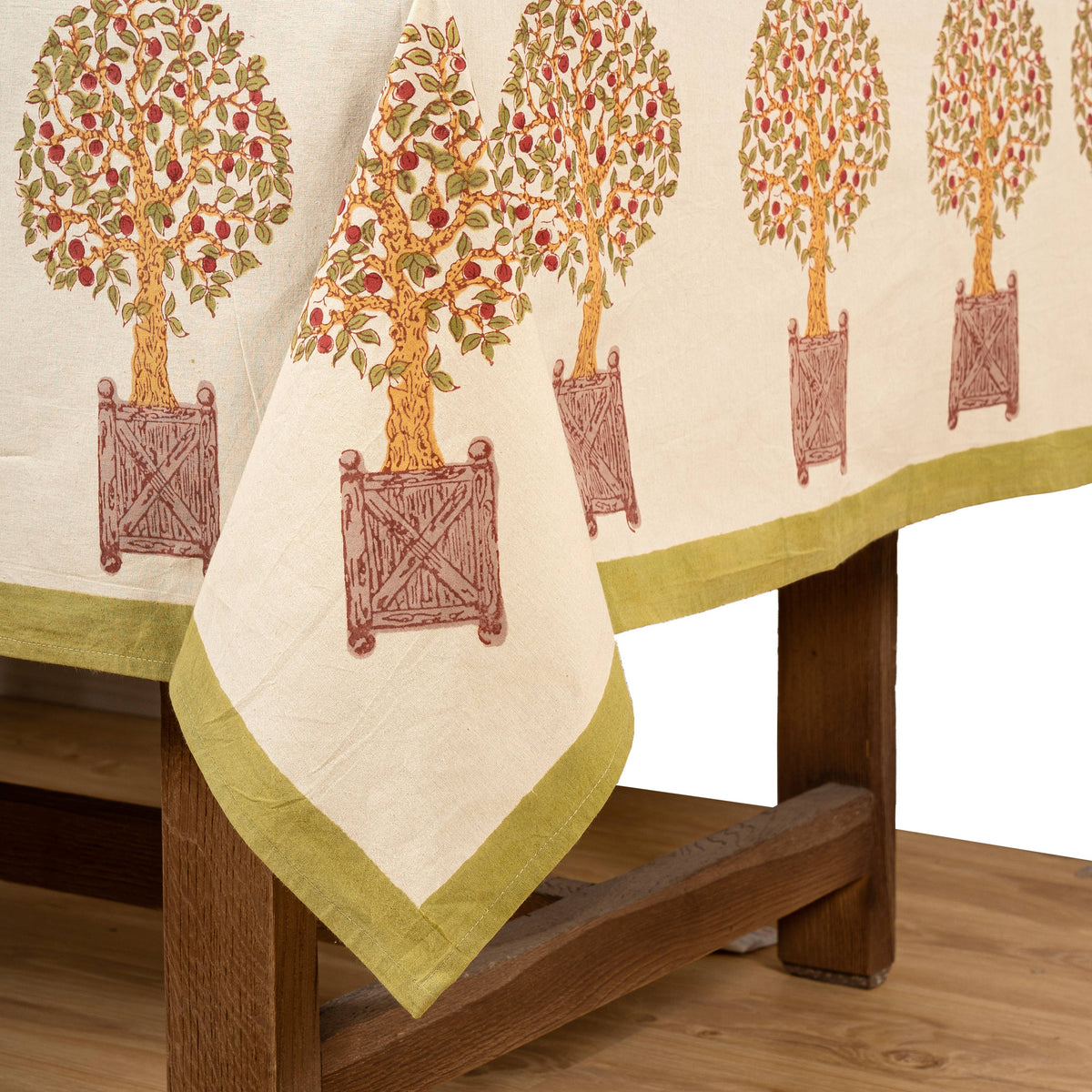 Square Orange Tree Tablecloth - 71x71 inches