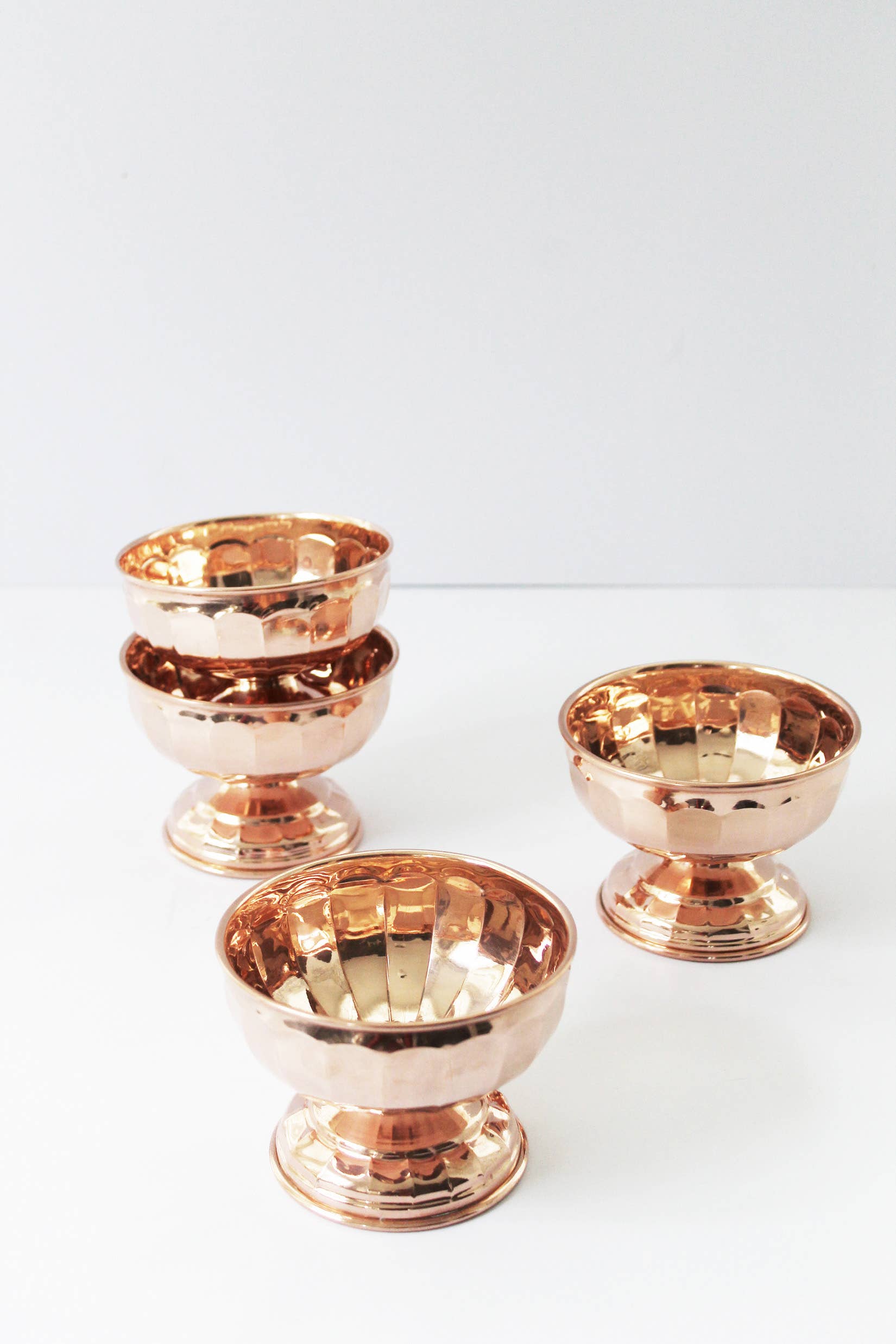 Scalloped Copper Ice Cream Bowls